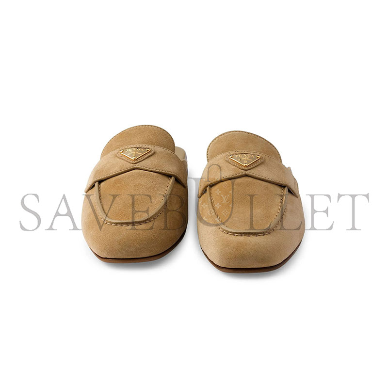 PRADA SUEDE SABOTS MULES 